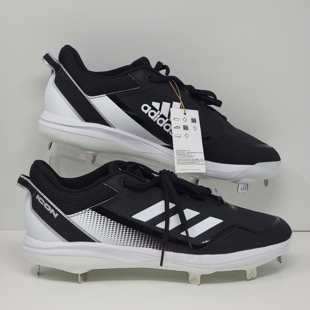 Adidas Icon 7 Shoes Black White Men's Size 13 Metal Baseball Cleats FZ1558 New